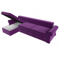 Угловой диван Элис (микровельвет фиолетовый чёрный) - Изображение 2